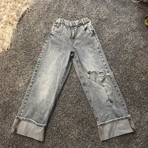 Grey stretchy band waist jeans